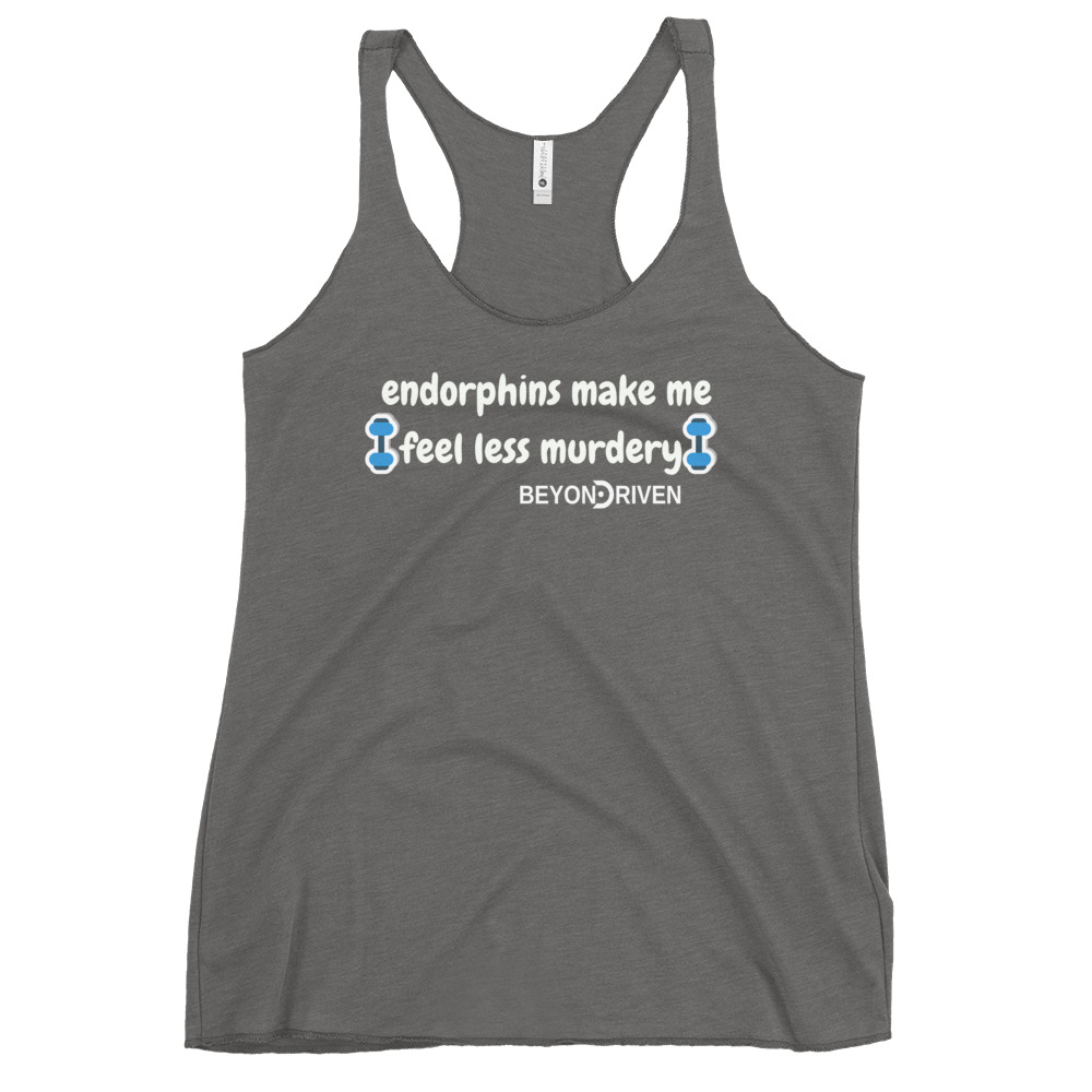 Endorphins make me feel less Murdery Women's Funny Racerback Tank - Image 11