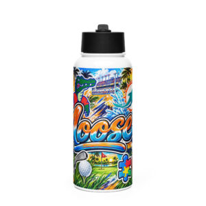 Moose Custom Stainless steel water bottle with a straw lid
