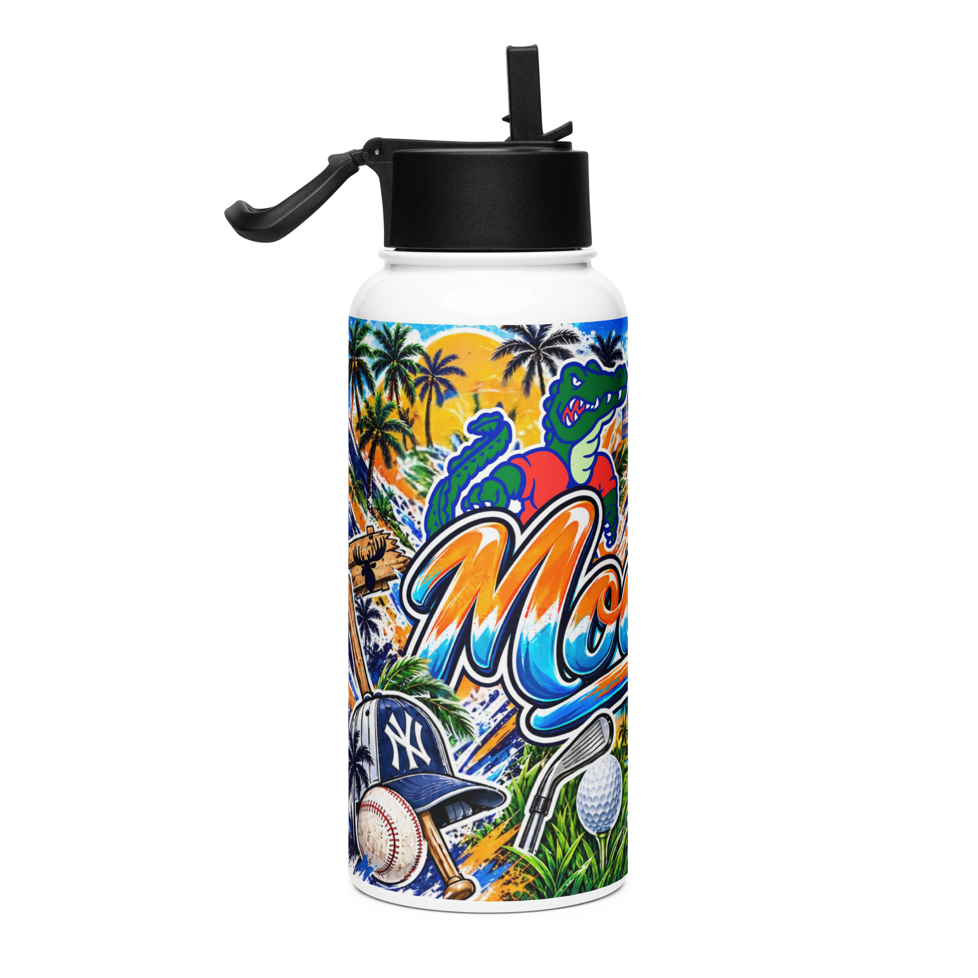 Moose Custom Stainless steel water bottle with a straw lid - Image 4